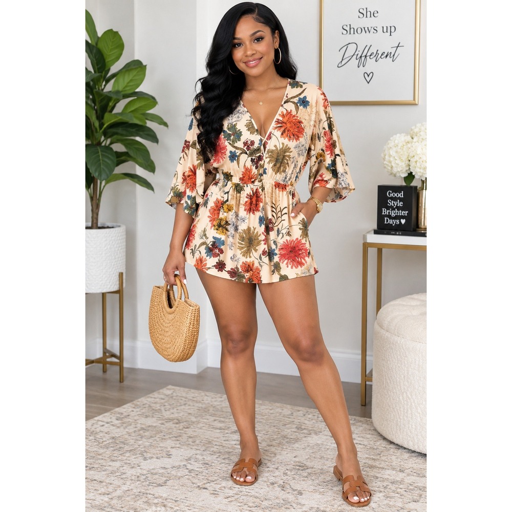 Audrey 3+1 Floral Print Y2K Romper